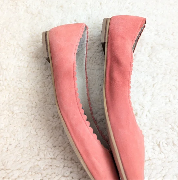 Boden Pink Scalloped Suede Round Toe Ballet Flats - Picture 4 of 9